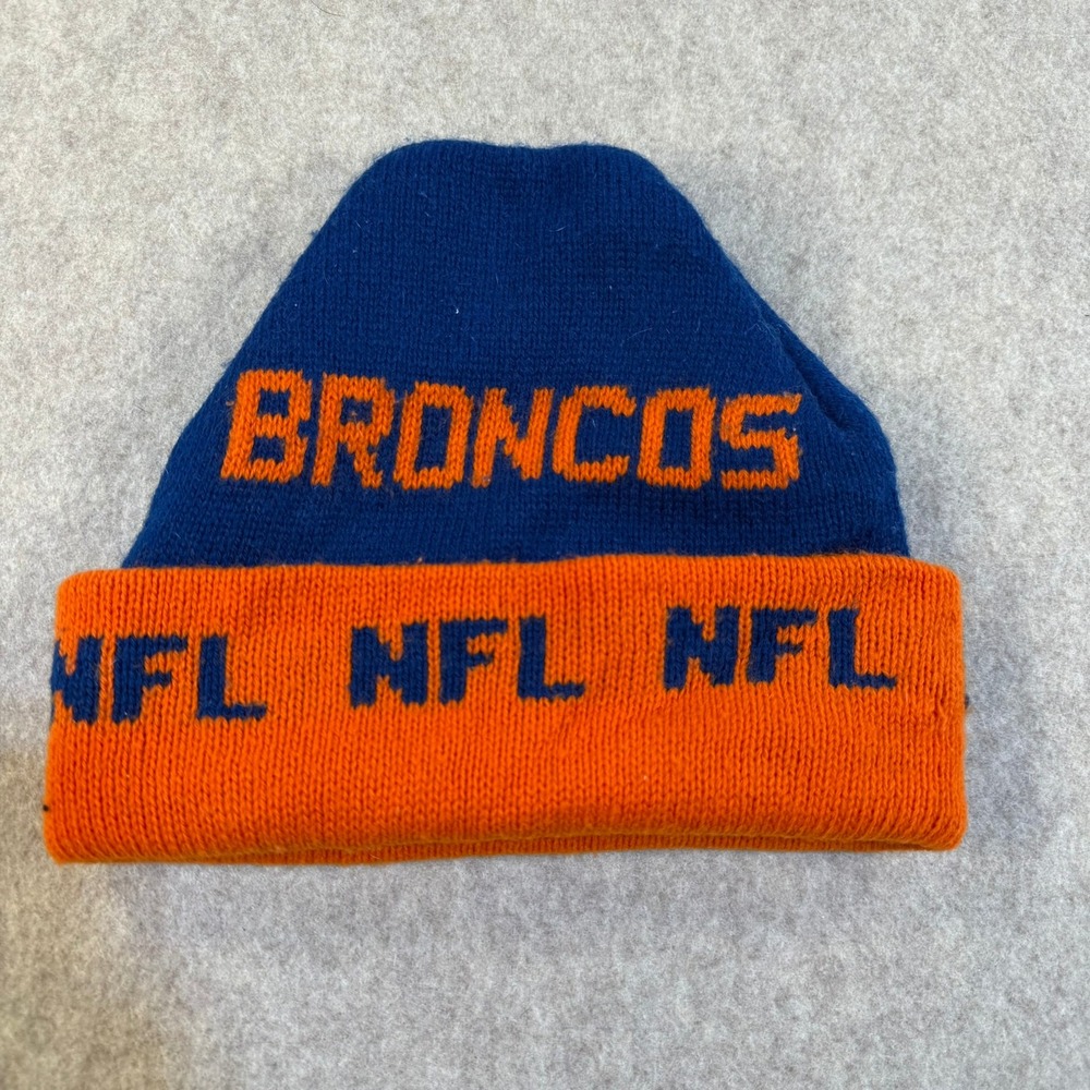 Denver Broncos NFL Knit Beanie Hat Blue Orange Cuffed Winter‎ Cap Fan Gear Mens